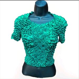 Crinkle Popcorn Origami by FC Woman's One Size Fits Most  Fashion Blouse Shirt